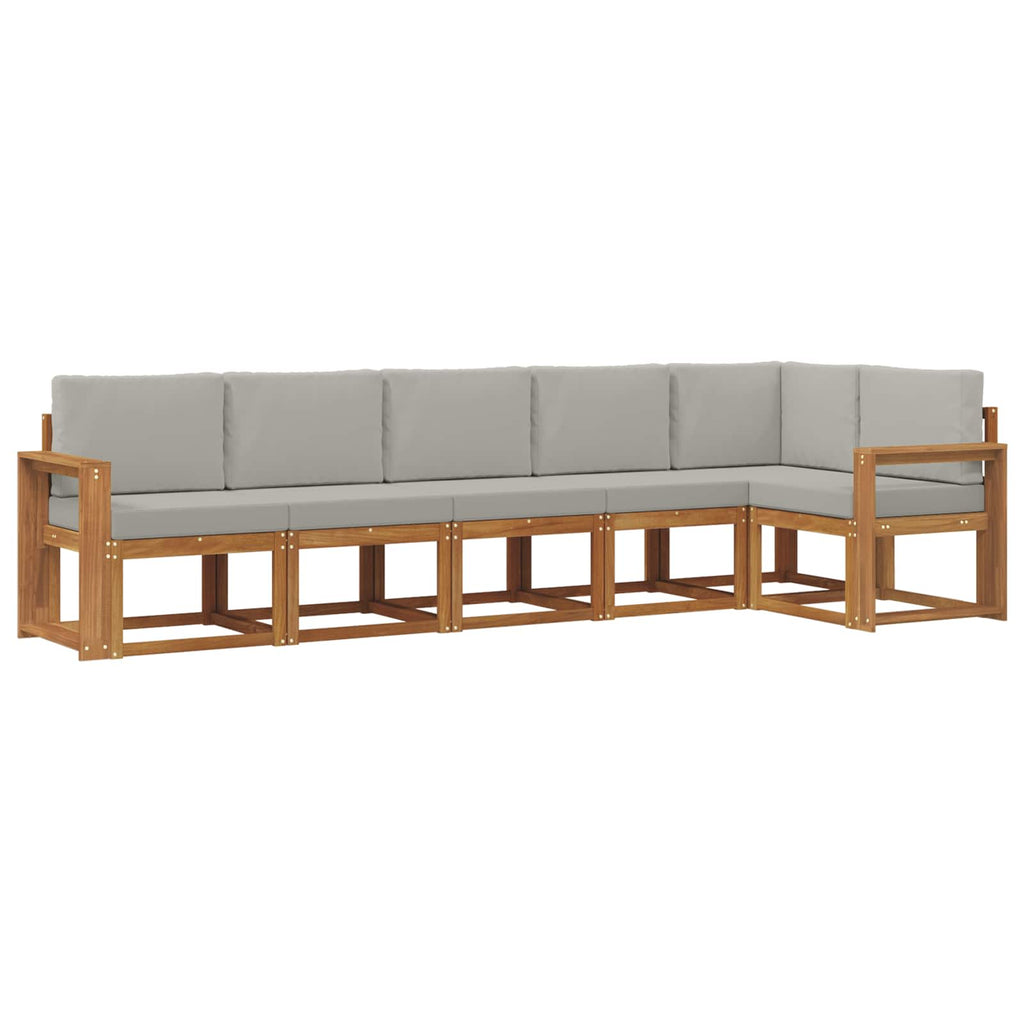 Outdoor-Sofagarnitur mit Kissen 6 pcs Natürlich und Hellgrau