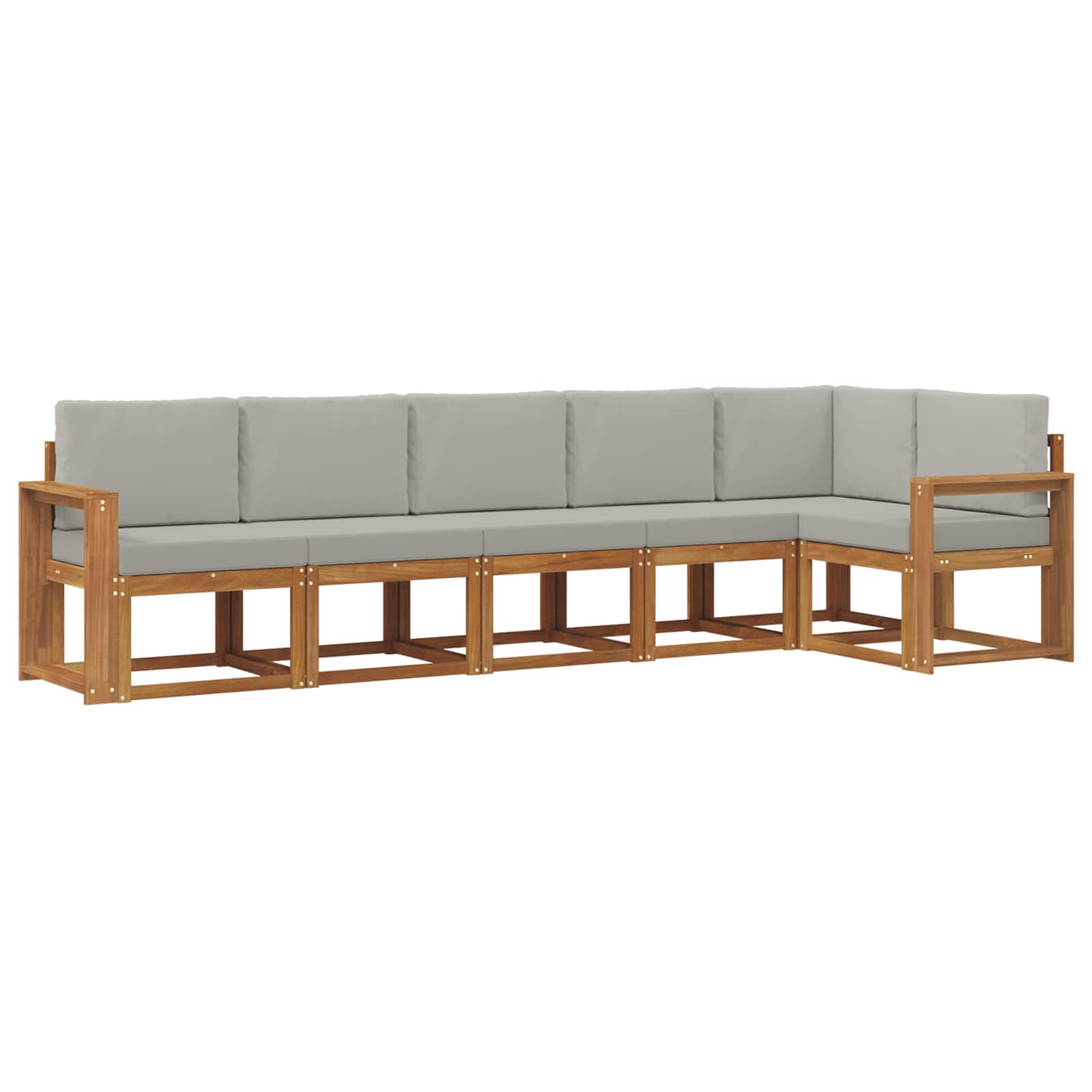 Outdoor-Sofagarnitur mit Kissen 6 pcs Natürlich und Hellgrau