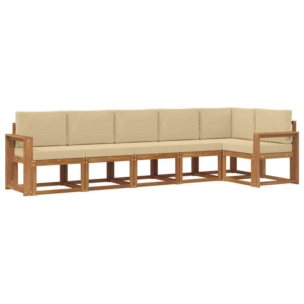 Outdoor-Sofagarnitur mit Kissen 6 pcs Natur und Beige