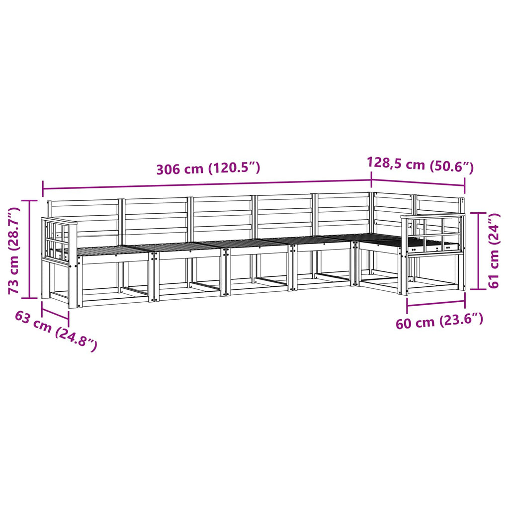 Outdoor-Sofagarnitur 6 pcs Natur Massivholz Akazie