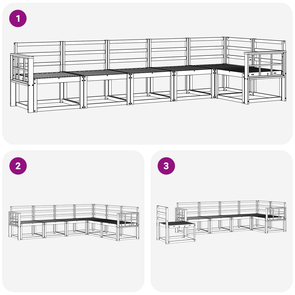 Outdoor-Sofagarnitur 6 pcs Natur Massivholz Akazie