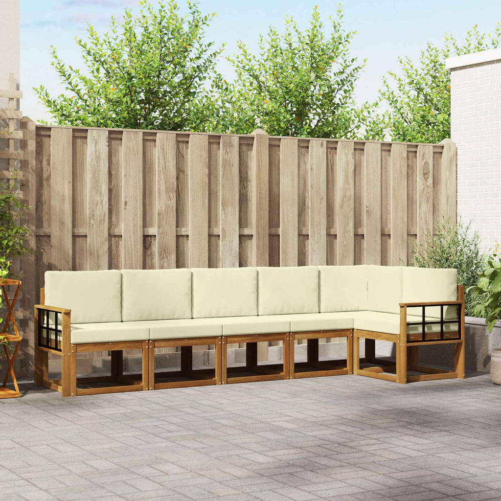 Outdoor-Sofagarnitur mit Kissen 6 pcs Natur und Creme