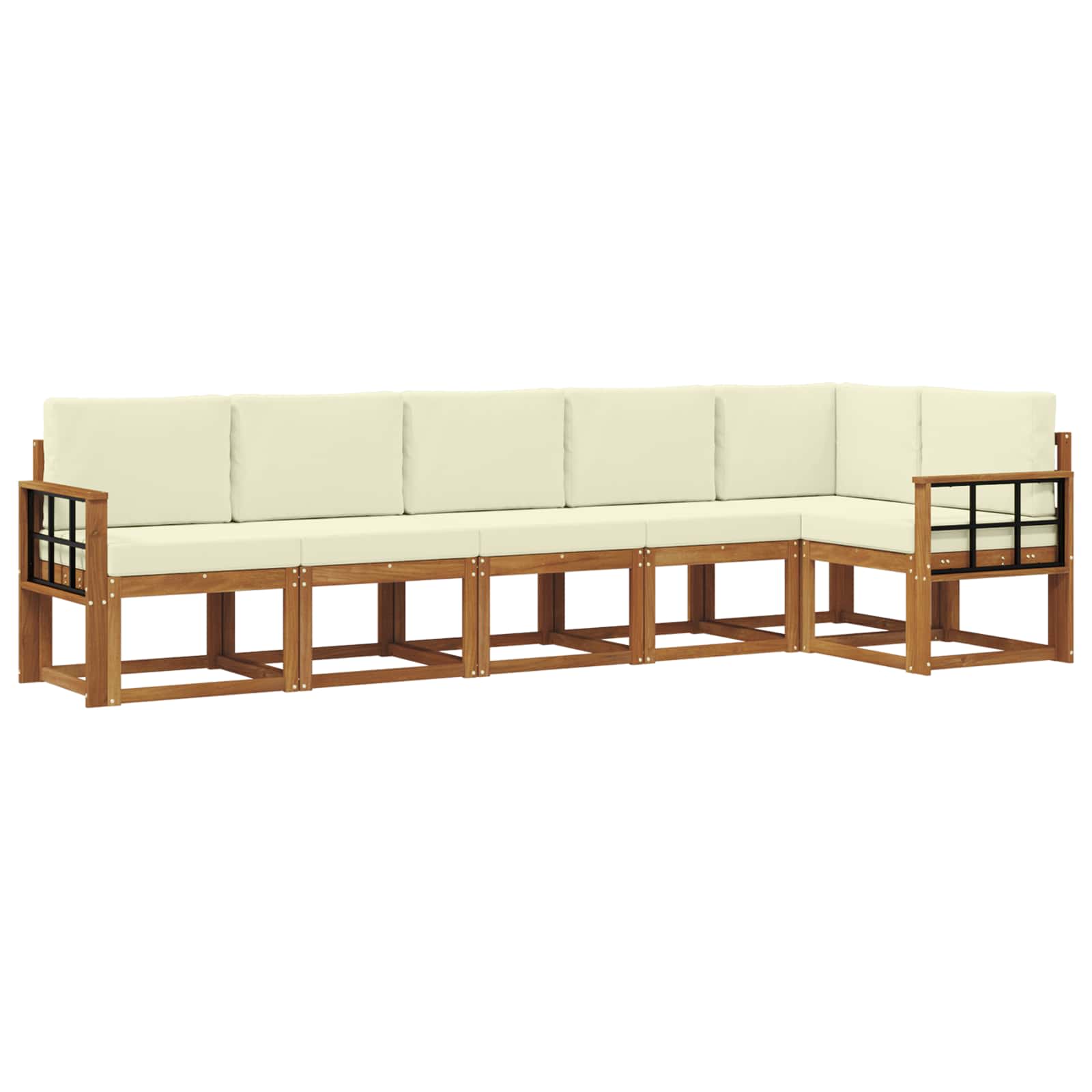 Outdoor-Sofagarnitur mit Kissen 6 pcs Natur und Creme