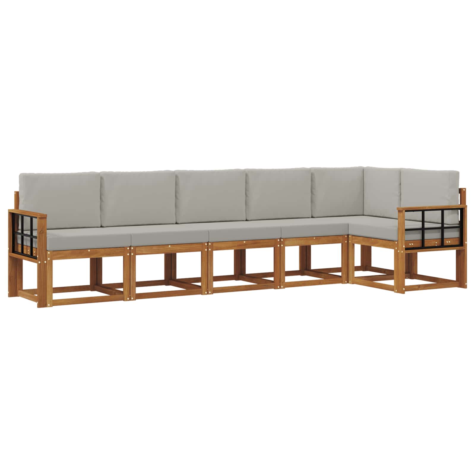 Outdoor-Sofagarnitur mit Kissen 6 pcs Natürlich und Hellgrau