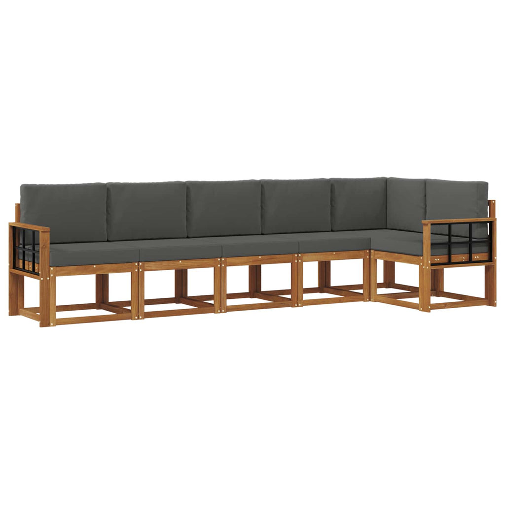 Outdoor-Sofagarnitur mit Kissen 6 pcs Natur und Anthrazit