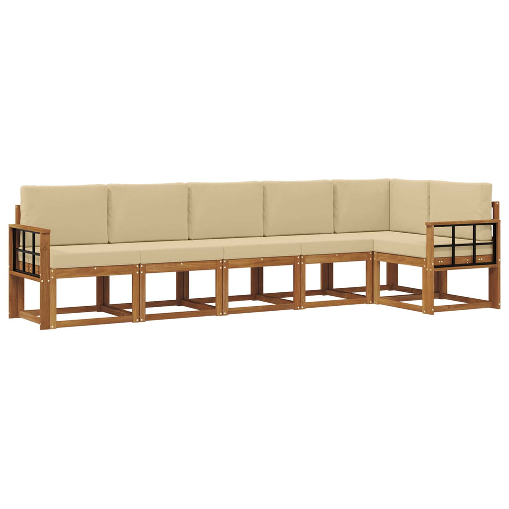 Outdoor-Sofagarnitur mit Kissen 6 pcs Natur und Beige