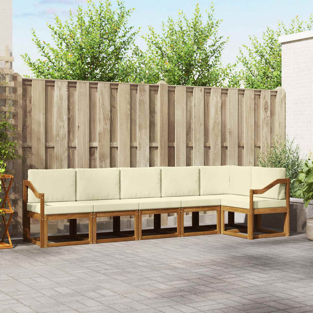 Outdoor-Sofagarnitur mit Kissen 6 pcs Natur und Creme