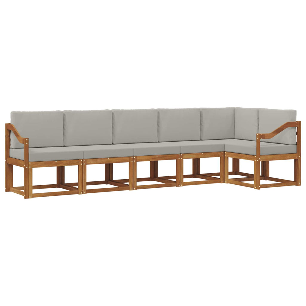 Outdoor-Sofagarnitur mit Kissen 6 pcs Natürlich und Hellgrau