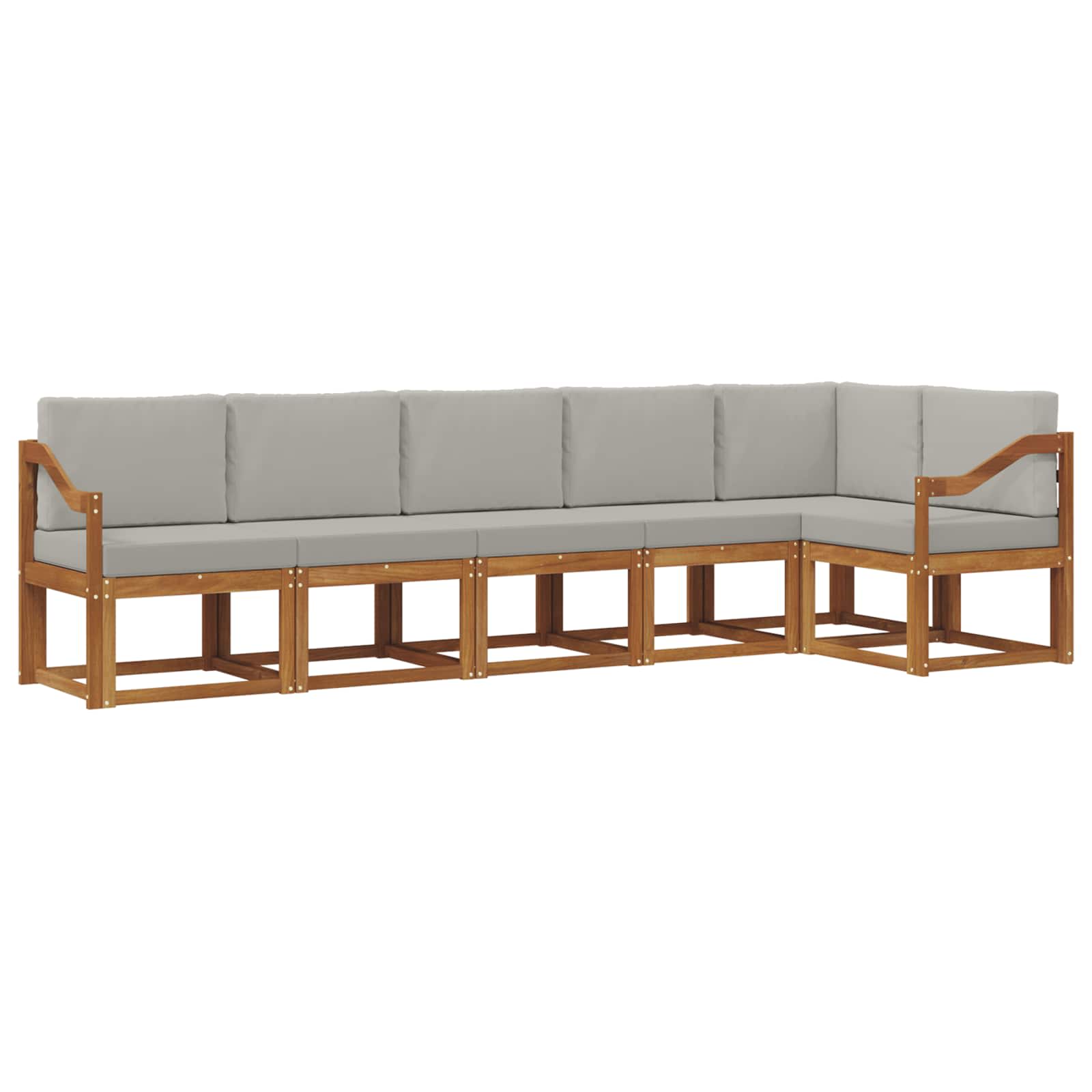 Outdoor-Sofagarnitur mit Kissen 6 pcs Natürlich und Hellgrau