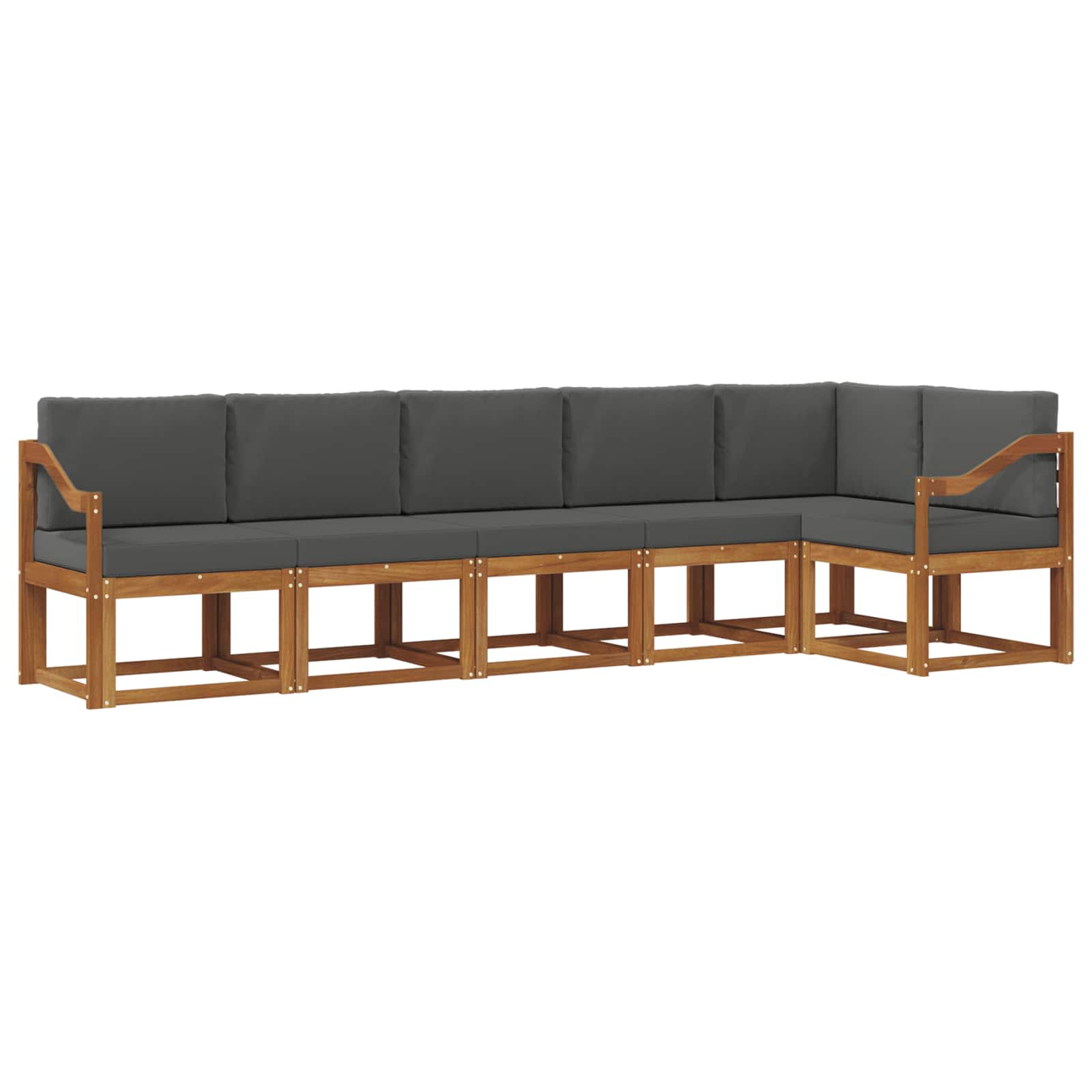 Outdoor-Sofagarnitur mit Kissen 6 pcs Natur und Anthrazit