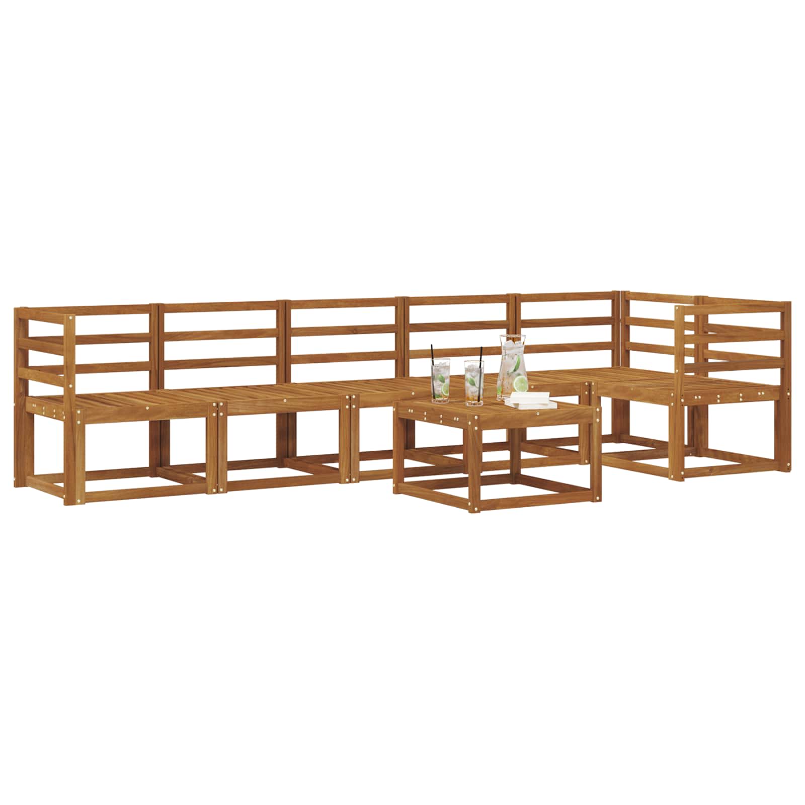 Outdoor-Sofagarnitur 7 pcs Natur Massivholz Akazie