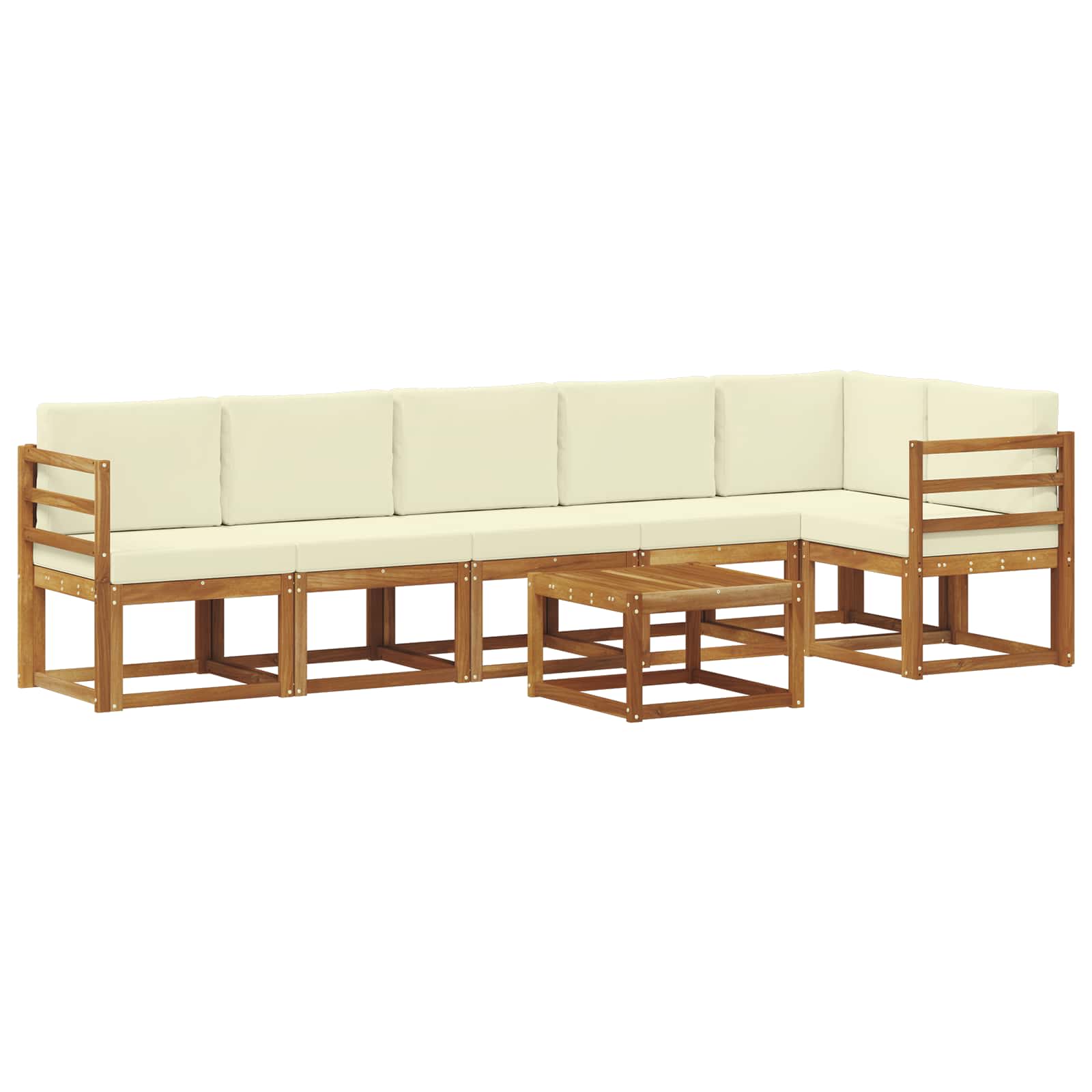 Outdoor-Sofagarnitur mit Kissen 7 pcs Natur und Creme