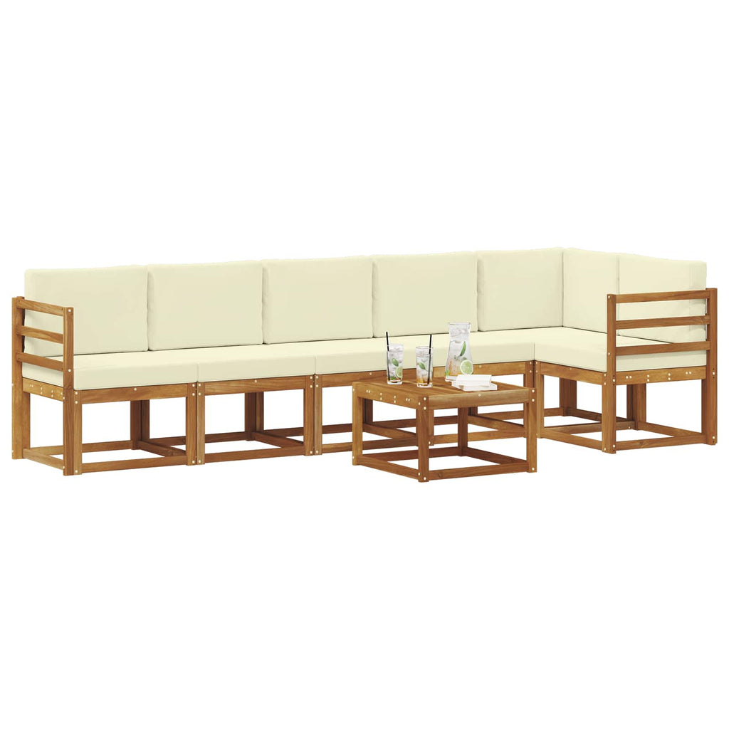 Outdoor-Sofagarnitur mit Kissen 7 pcs Natur und Creme