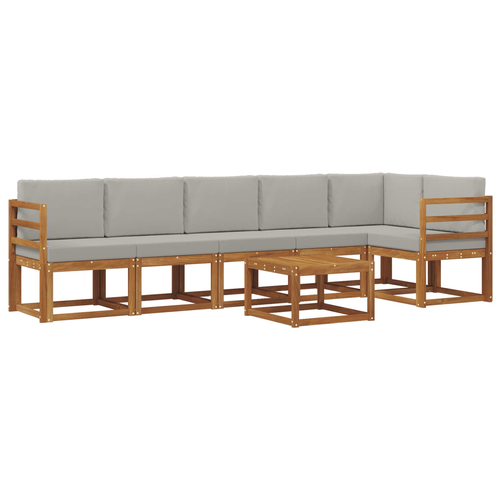 Outdoor-Sofagarnitur mit Kissen 7 pcs Natürlich und Hellgrau