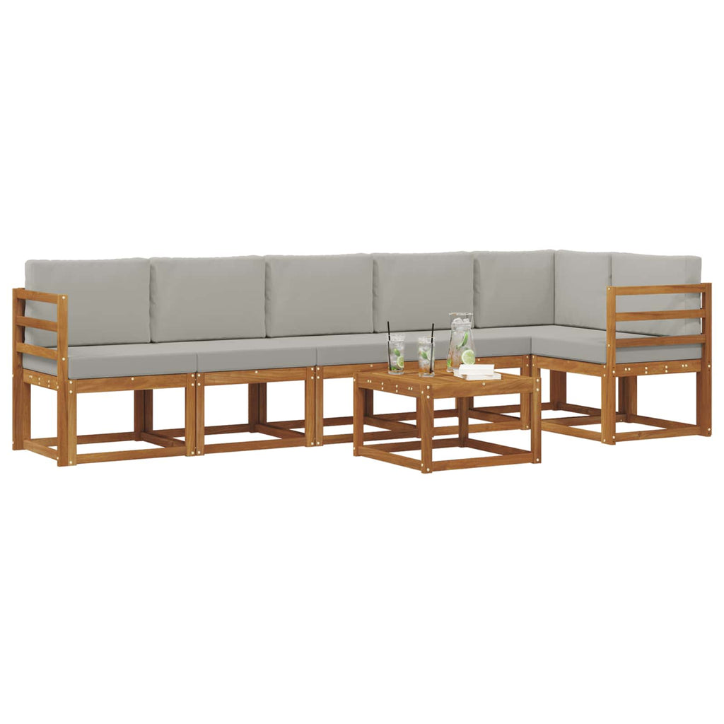 Outdoor-Sofagarnitur mit Kissen 7 pcs Natürlich und Hellgrau