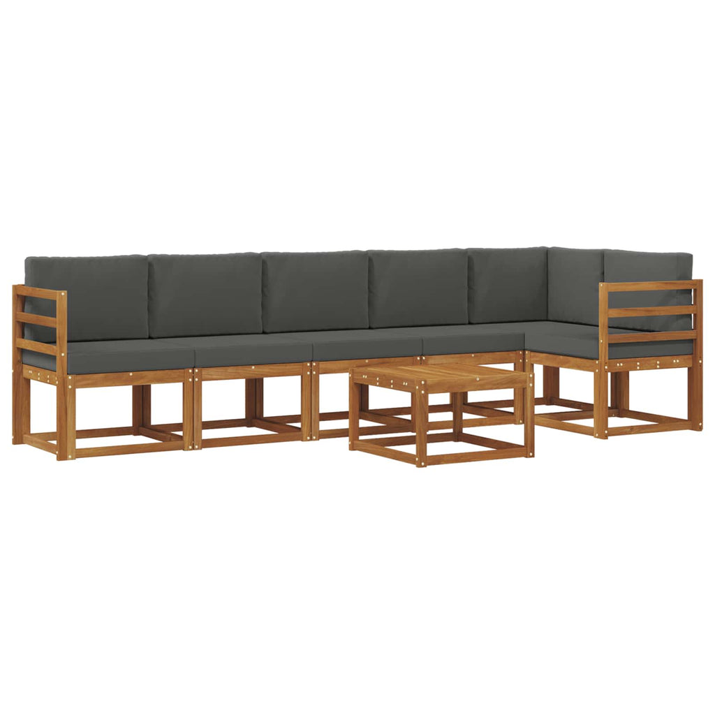 Outdoor-Sofagarnitur mit Kissen 7 pcs Natur und Anthrazit