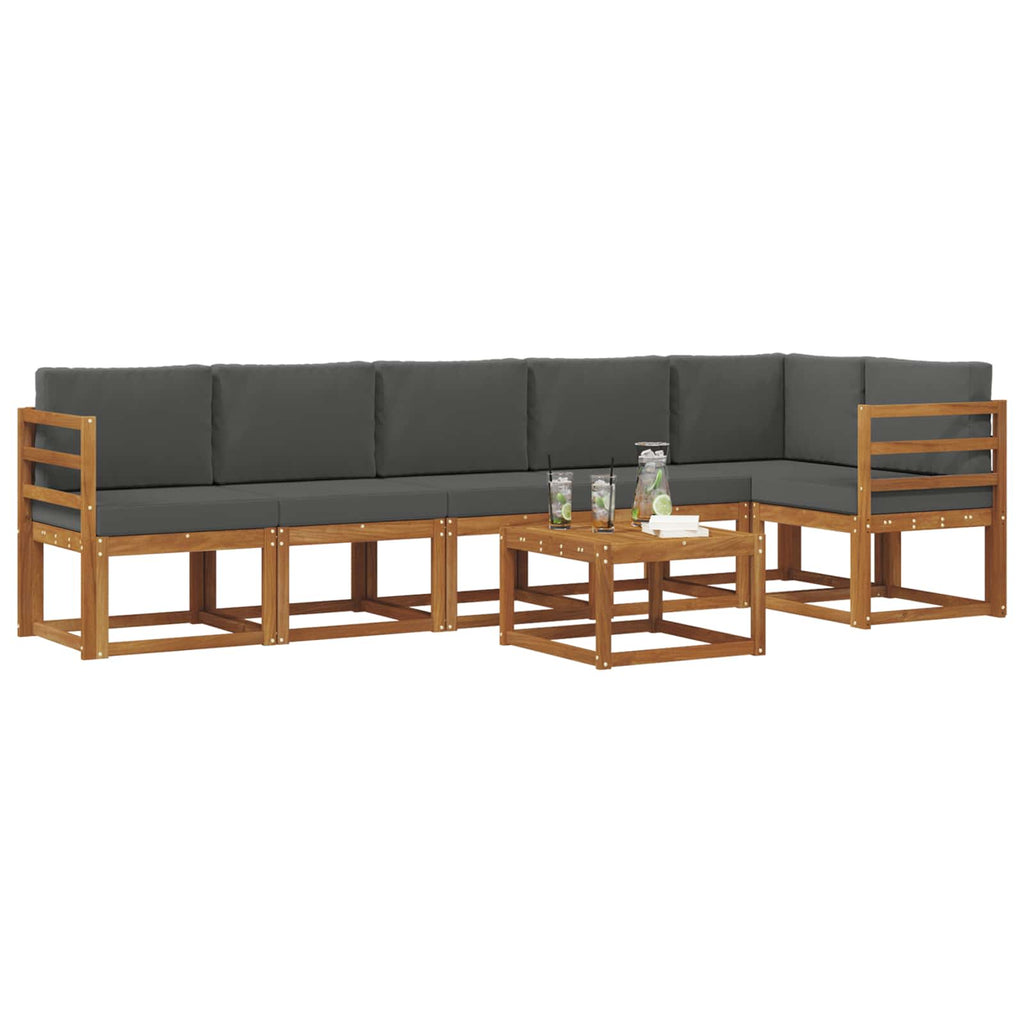 Outdoor-Sofagarnitur mit Kissen 7 pcs Natur und Anthrazit