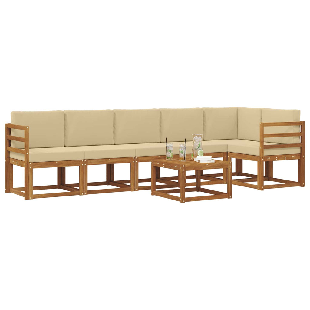 Outdoor-Sofagarnitur mit Kissen 7 pcs Natur und Beige