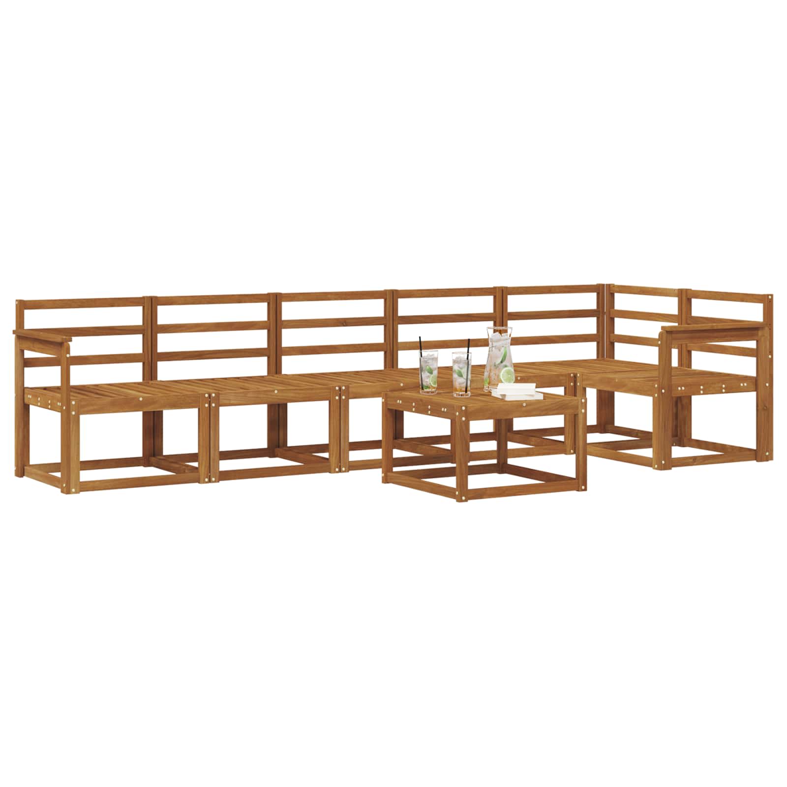 Outdoor-Sofagarnitur 7 pcs Natur Massivholz Akazie