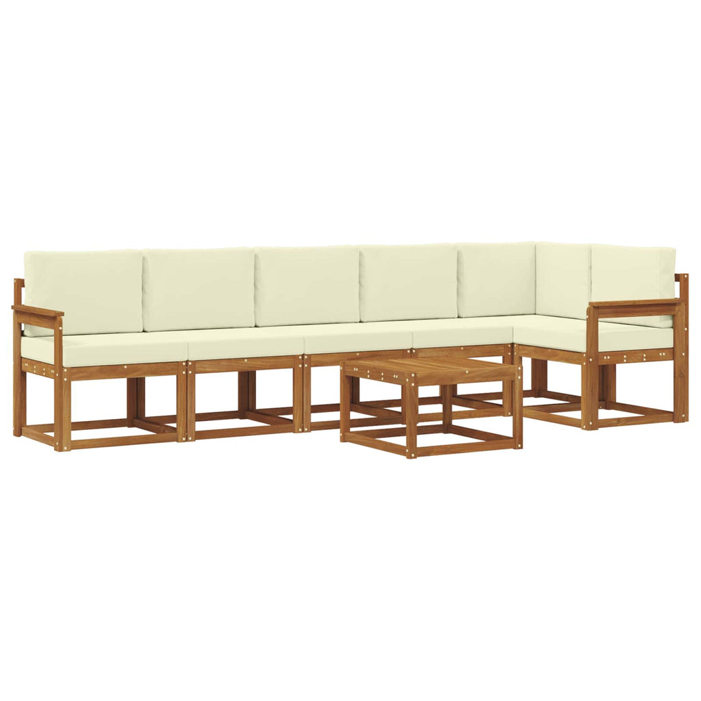 Outdoor-Sofagarnitur mit Kissen 7 pcs Natur und Creme