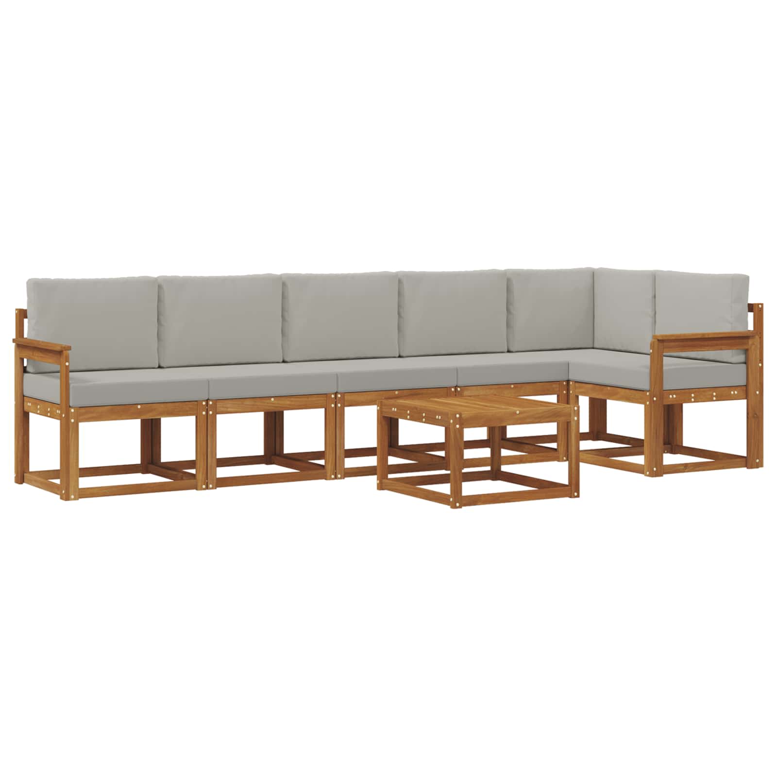 Outdoor-Sofagarnitur mit Kissen 7 pcs Natürlich und Hellgrau