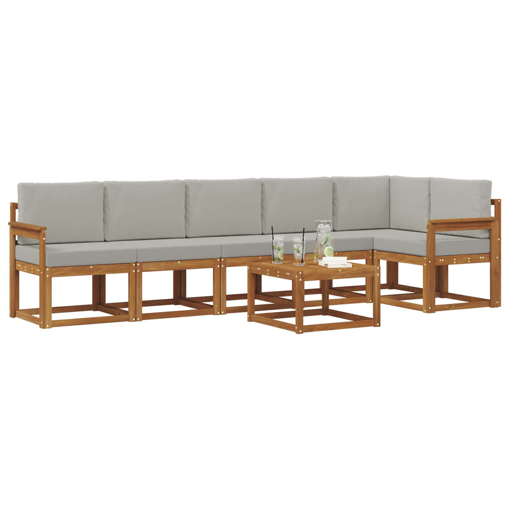 Outdoor-Sofagarnitur mit Kissen 7 pcs Natürlich und Hellgrau