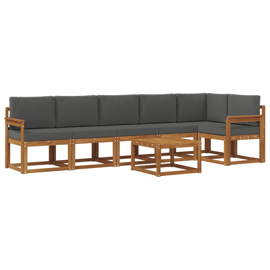 Outdoor-Sofagarnitur mit Kissen 7 pcs Natur und Anthrazit