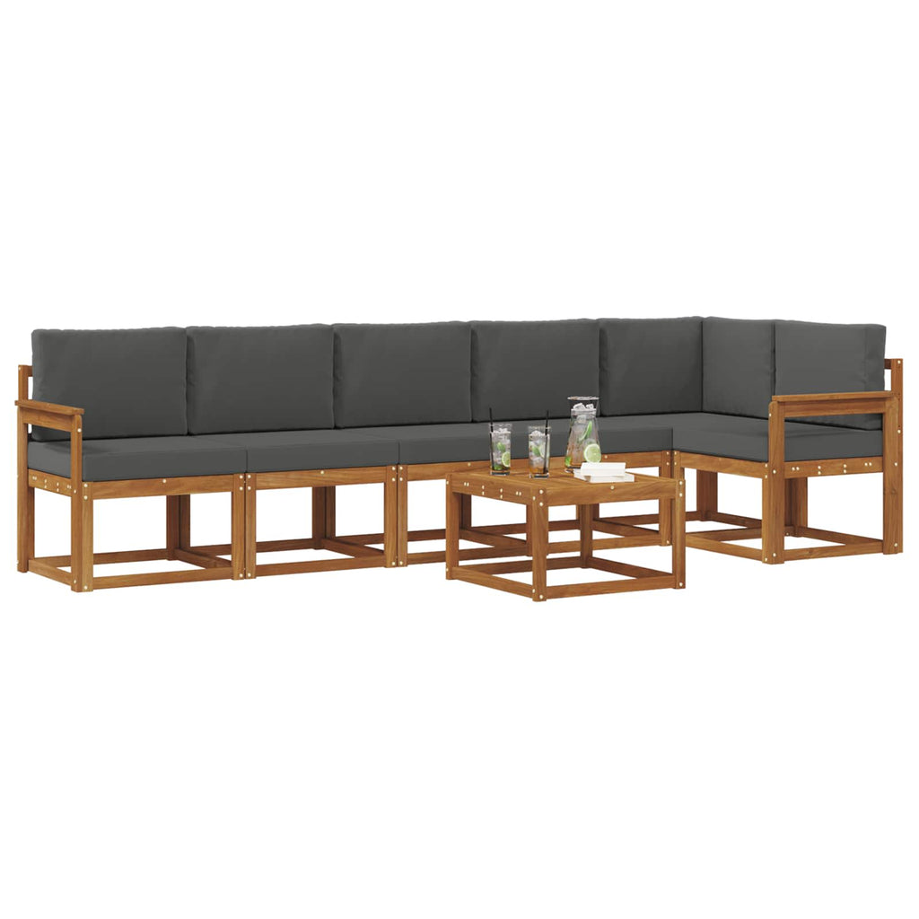 Outdoor-Sofagarnitur mit Kissen 7 pcs Natur und Anthrazit