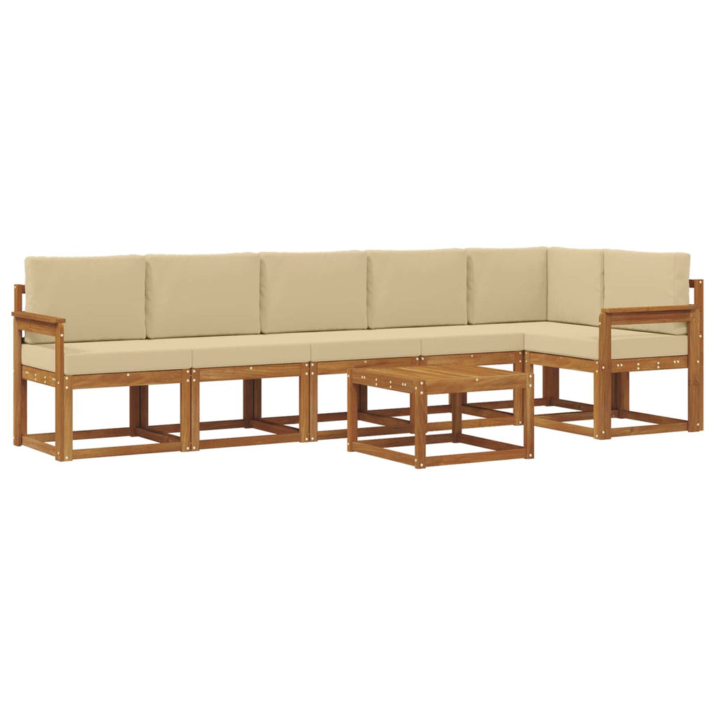 Outdoor-Sofagarnitur mit Kissen 7 pcs Natur und Beige