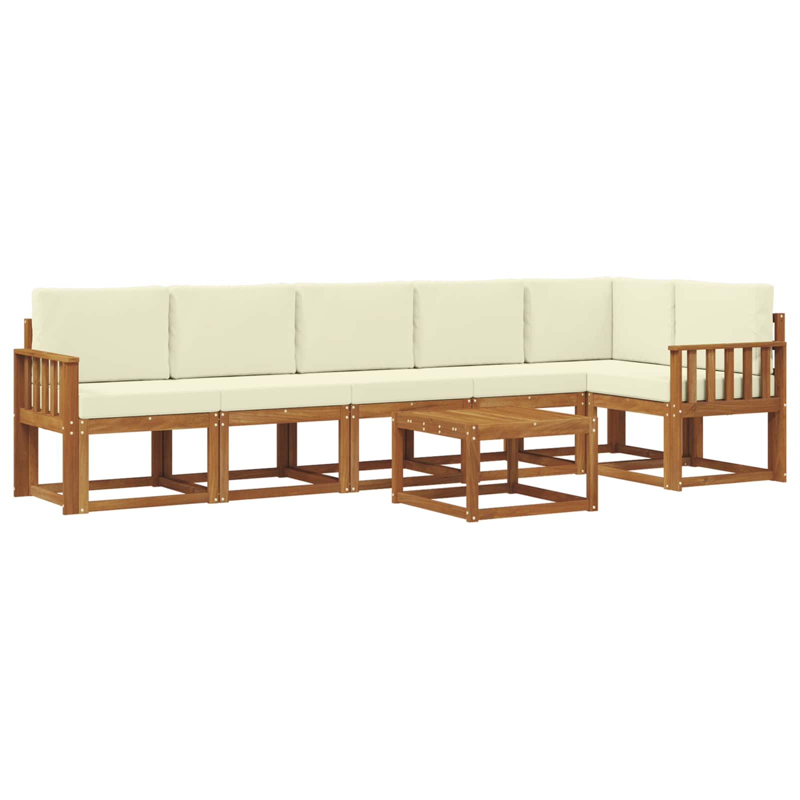 Outdoor-Sofagarnitur mit Kissen 7 pcs Natur und Creme