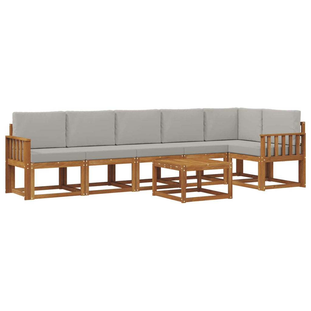 Outdoor-Sofagarnitur mit Kissen 7 pcs Natürlich und Hellgrau