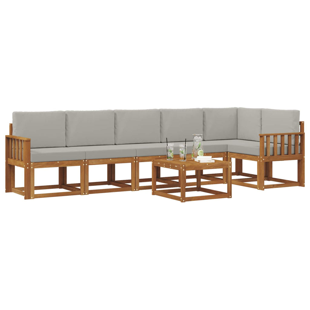 Outdoor-Sofagarnitur mit Kissen 7 pcs Natürlich und Hellgrau