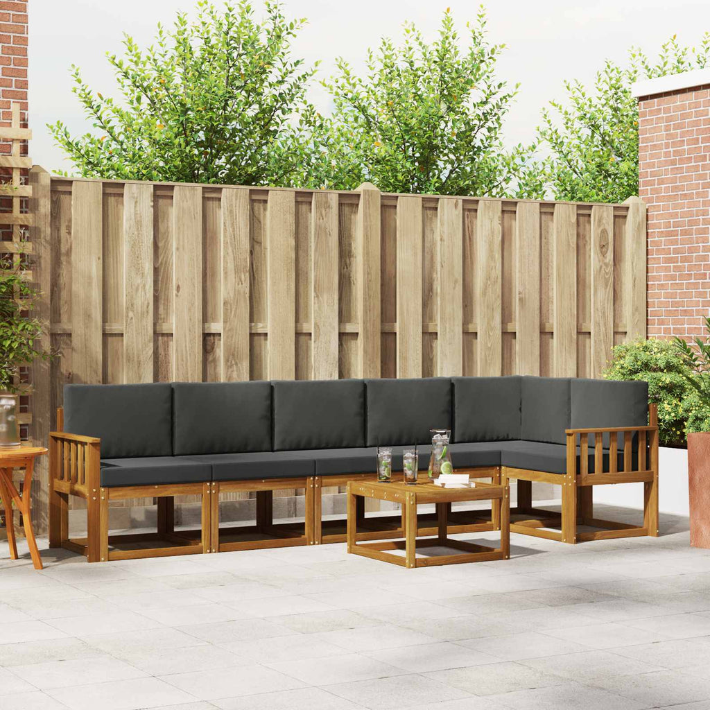 Outdoor-Sofagarnitur mit Kissen 7 pcs Natur und Anthrazit