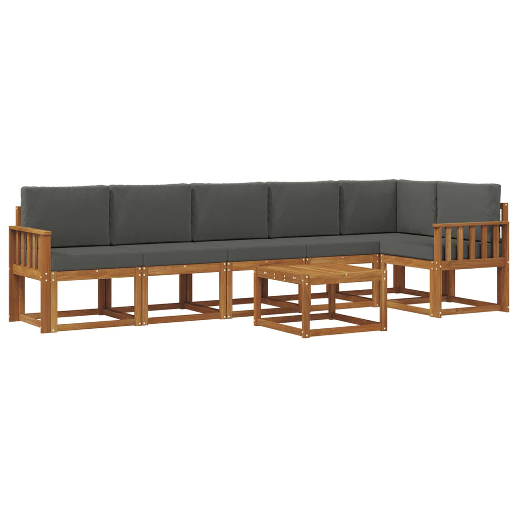 Outdoor-Sofagarnitur mit Kissen 7 pcs Natur und Anthrazit