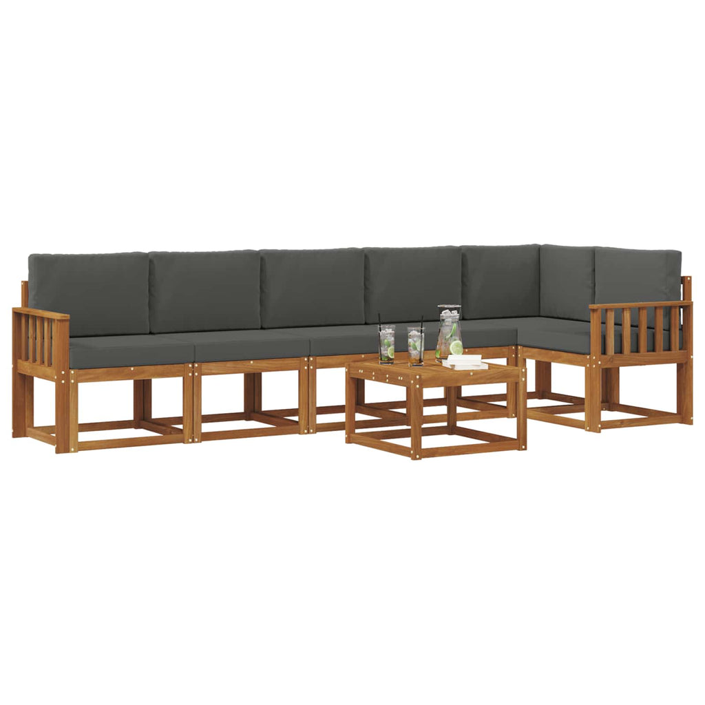 Outdoor-Sofagarnitur mit Kissen 7 pcs Natur und Anthrazit