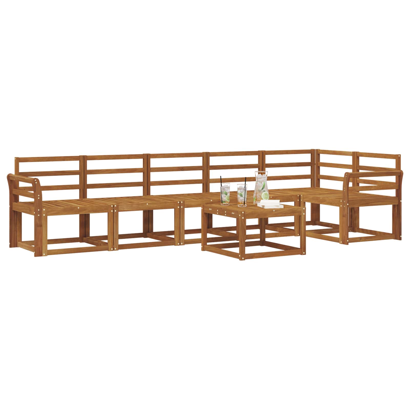 Outdoor-Sofagarnitur 7 pcs Natur Massivholz Akazie