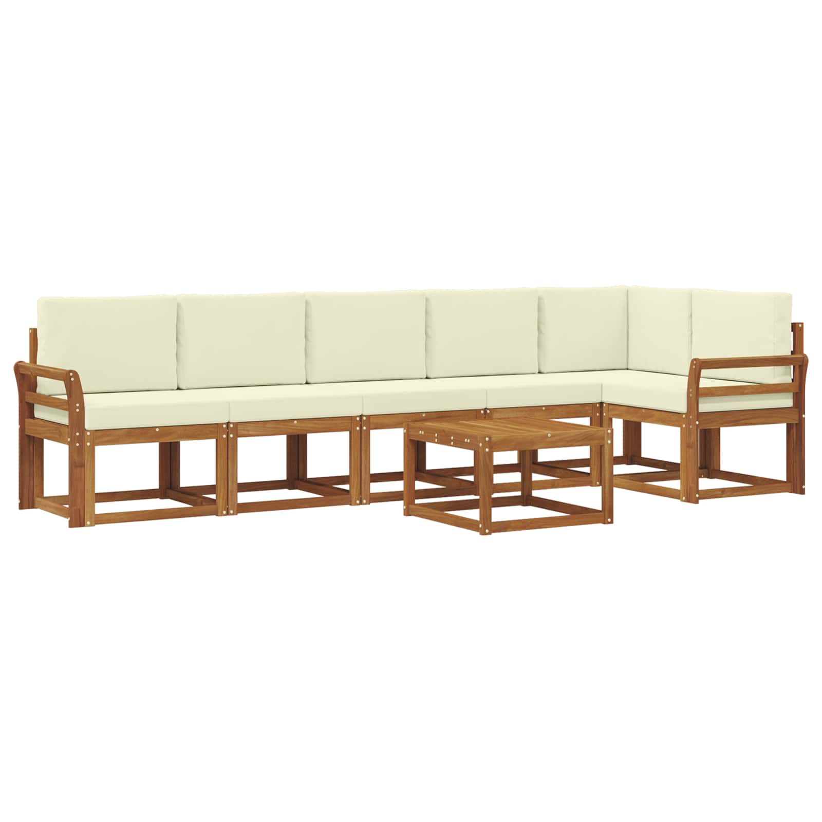 Outdoor-Sofagarnitur mit Kissen 7 pcs Natur und Creme