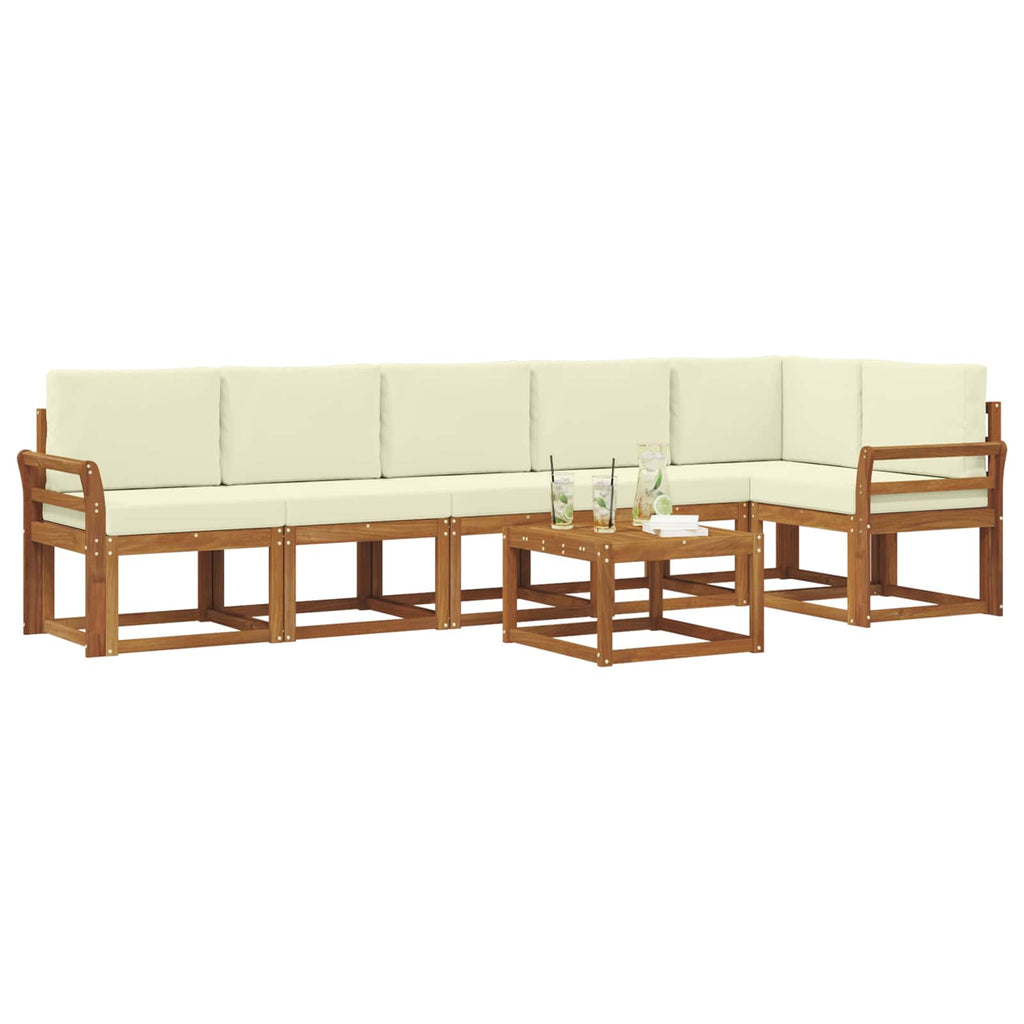 Outdoor-Sofagarnitur mit Kissen 7 pcs Natur und Creme