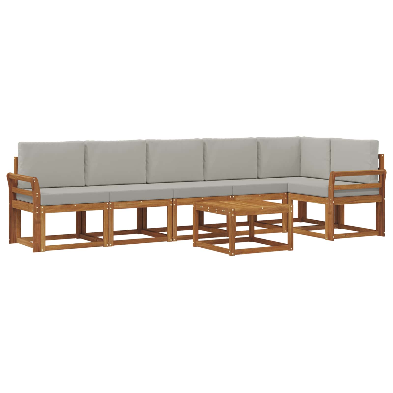 Outdoor-Sofagarnitur mit Kissen 7 pcs Natürlich und Hellgrau
