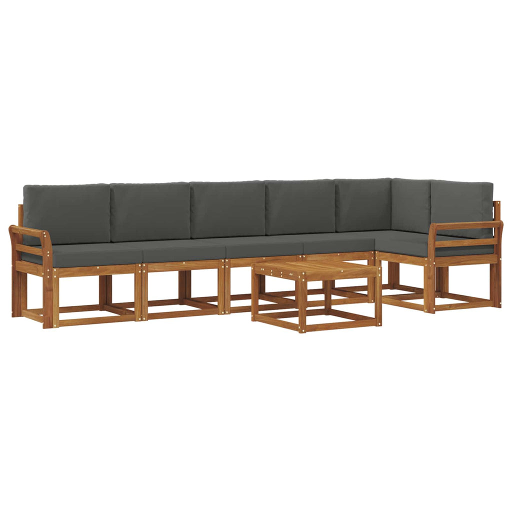 Outdoor-Sofagarnitur mit Kissen 7 pcs Natur und Anthrazit