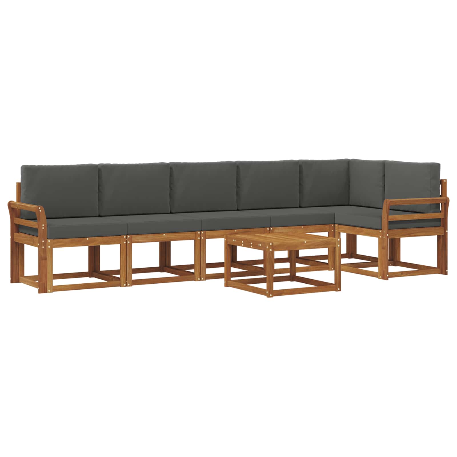 Outdoor-Sofagarnitur mit Kissen 7 pcs Natur und Anthrazit