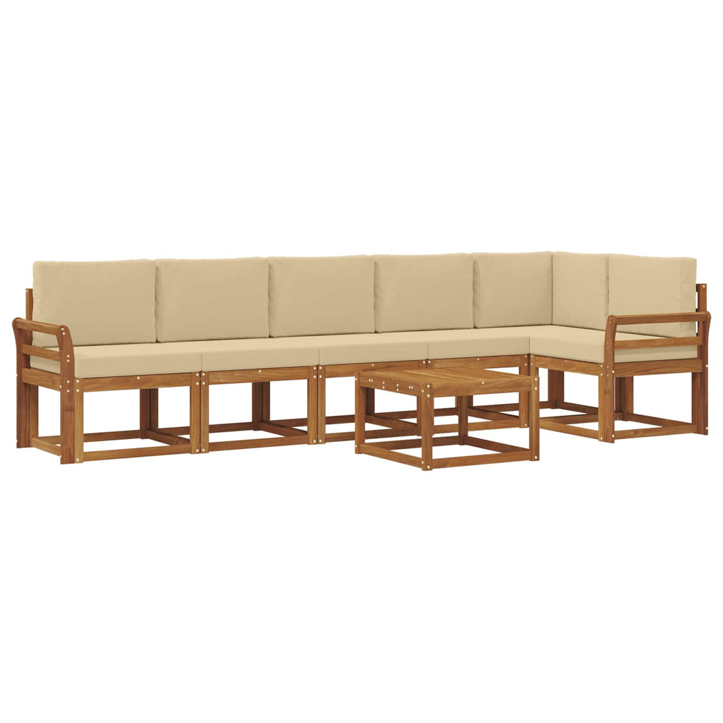 Outdoor-Sofagarnitur mit Kissen 7 pcs Natur und Beige
