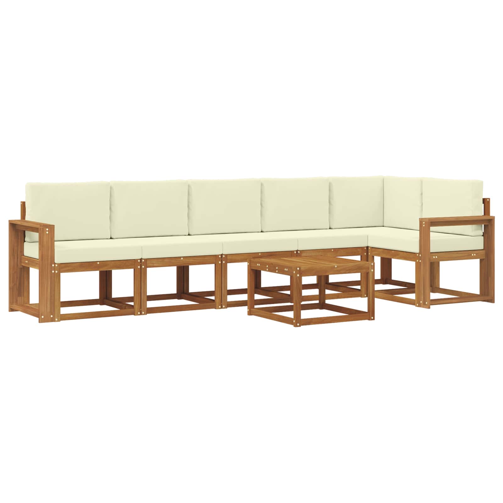 Outdoor-Sofagarnitur mit Kissen 7 pcs Natur und Creme