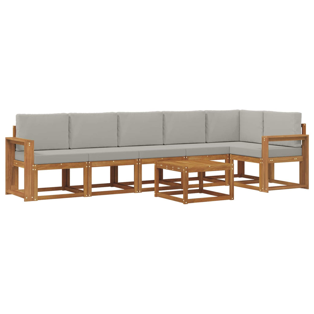 Outdoor-Sofagarnitur mit Kissen 7 pcs Natürlich und Hellgrau
