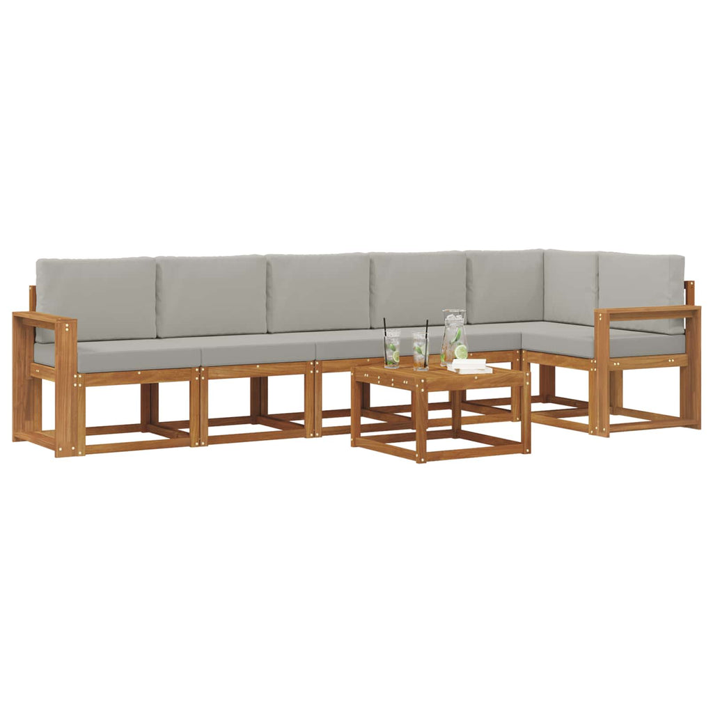 Outdoor-Sofagarnitur mit Kissen 7 pcs Natürlich und Hellgrau
