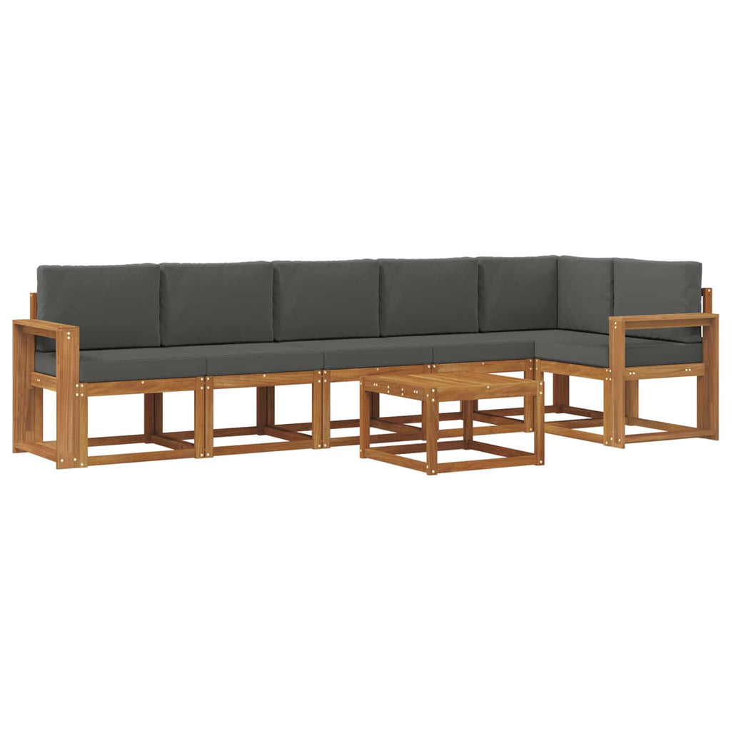Outdoor-Sofagarnitur mit Kissen 7 pcs Natur und Anthrazit