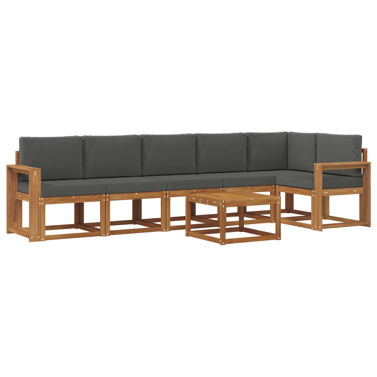 Outdoor-Sofagarnitur mit Kissen 7 pcs Natur und Anthrazit