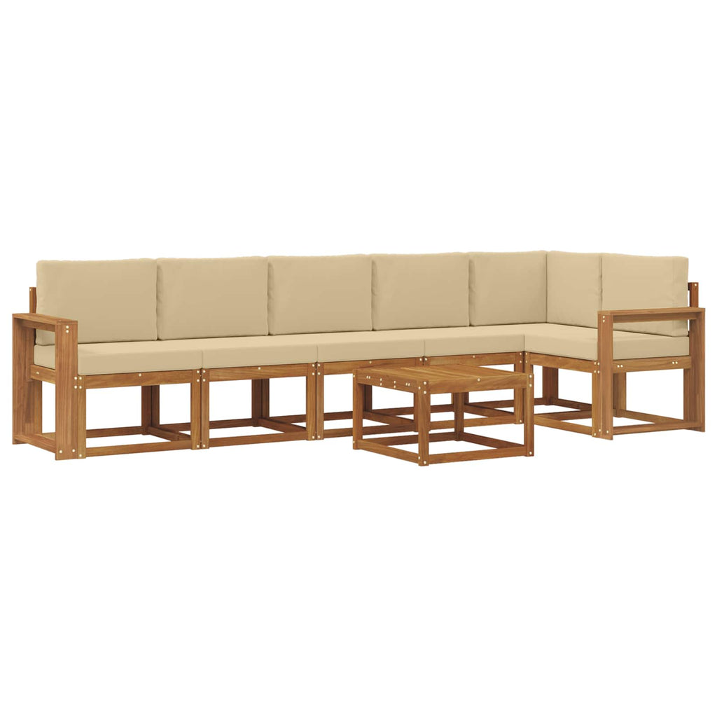 Outdoor-Sofagarnitur mit Kissen 7 pcs Natur und Beige