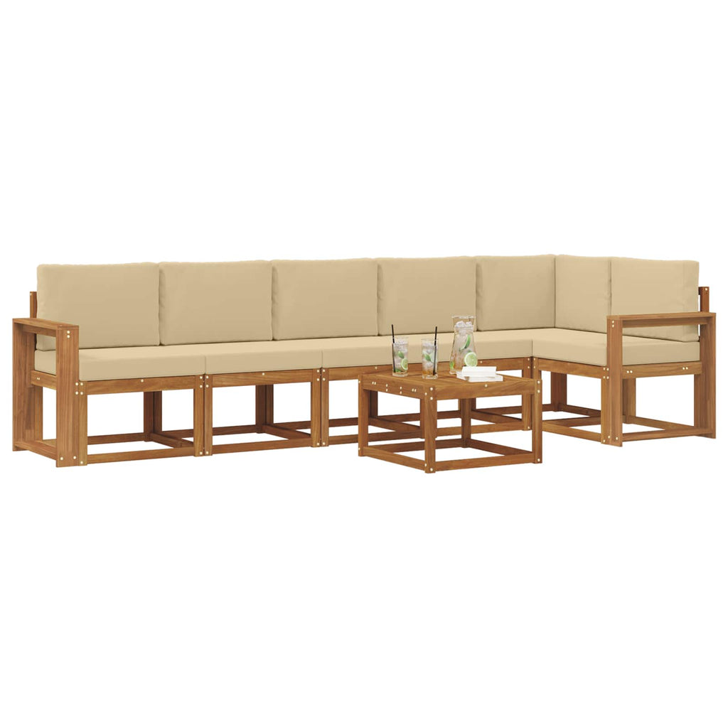Outdoor-Sofagarnitur mit Kissen 7 pcs Natur und Beige