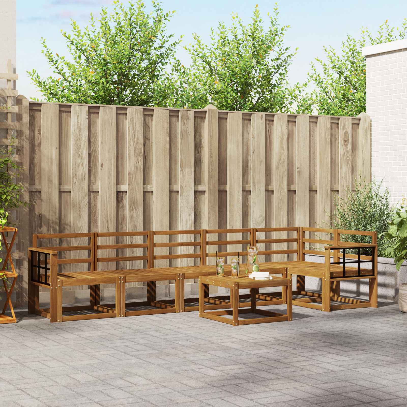 Outdoor-Sofagarnitur 7 pcs Natur Massivholz Akazie